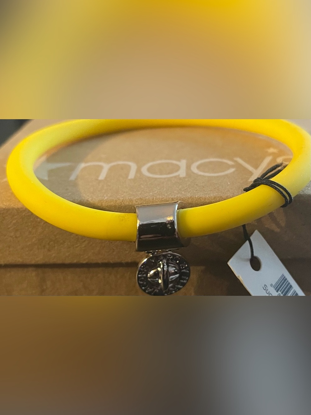 Marc Jacobs Yellow Silicone Bracelet with Silver-Tone Charm